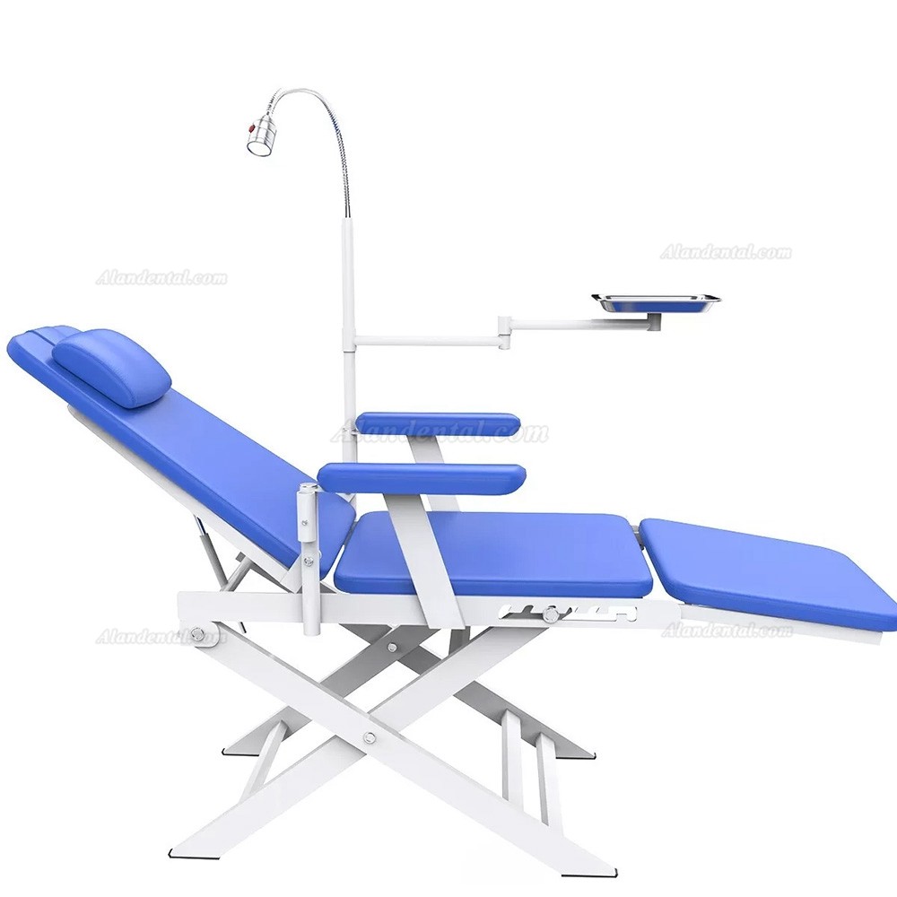 Dental Portable Folding Chair / Mobile Dental Chair with LED Light Lamp & Dental Tray